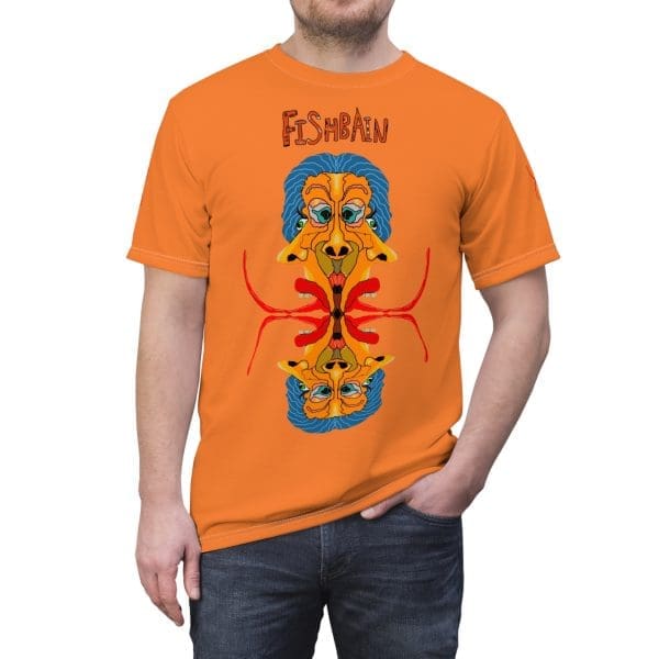 Unisex Cut & Sew Tee, orange funky clothing. - Image 3