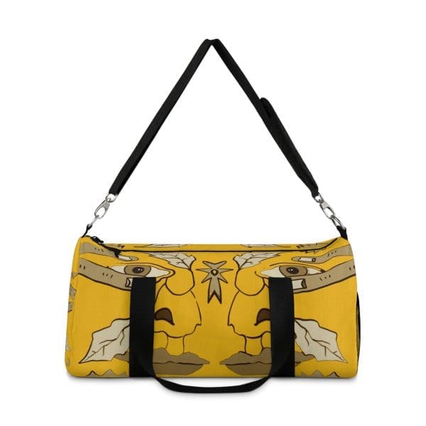 Duffel Bag, yellow and black  funky face design. - Image 9