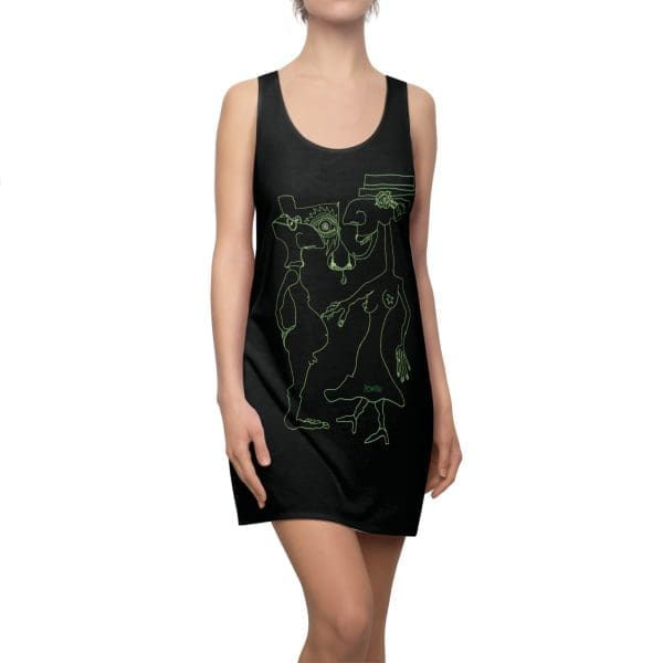 Women's Cut & Sew Racerback Dress, black,freaky design..