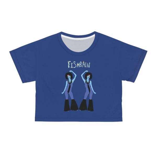 Crop Tee , blue,70s lady's dance design. - Image 2