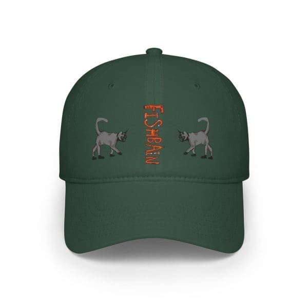 Low Profile Baseball Cap, Grey cat's design. - Image 5