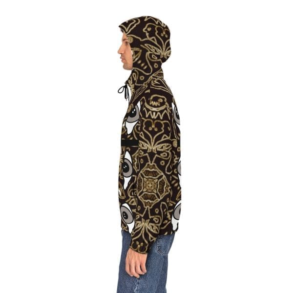 Men's Full-Zip Hoodie, vivid blue and brown psychedelic clothing. - Image 6