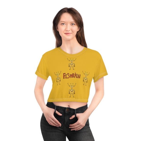 Crop Tee , yellow, hip robot design.