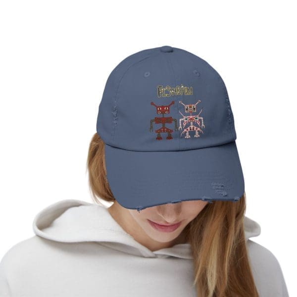 Unisex Distressed Cap, Retro robots in a variety of colors - Image 9