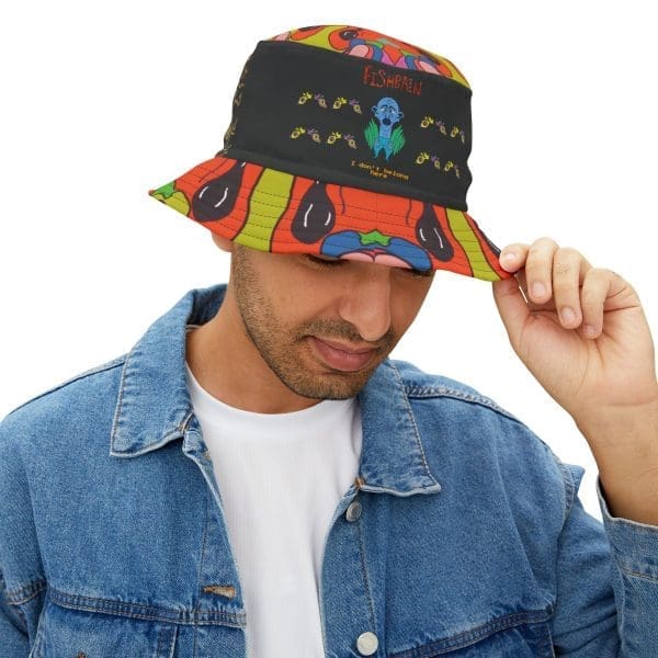 Bucket Hat,Trippy cool, acid black, urban clothing. - Image 4