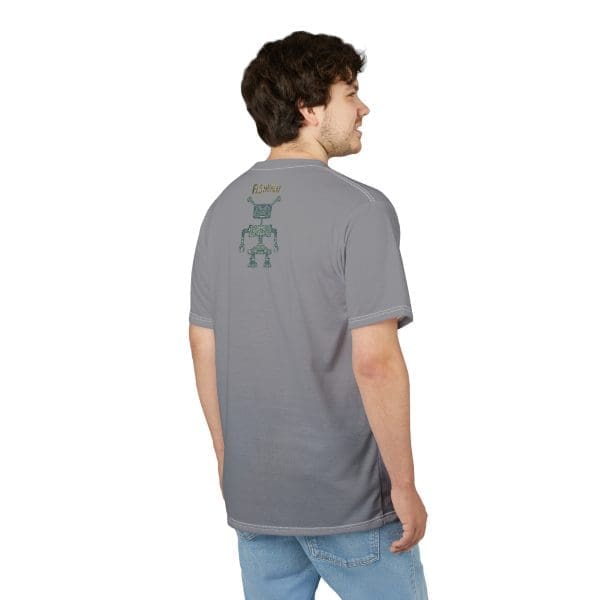 Unisex Cut & Sew Tee, Grey, funky robot clothing T-shirt. - Image 4