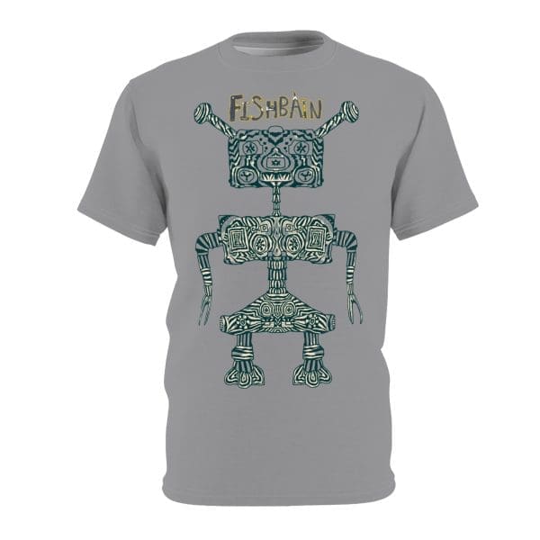 Unisex Cut & Sew Tee, Grey, funky robot clothing T-shirt. - Image 2
