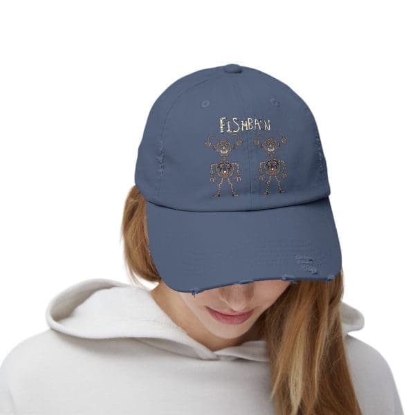Unisex Distressed Cap grey funky robot. - Image 4
