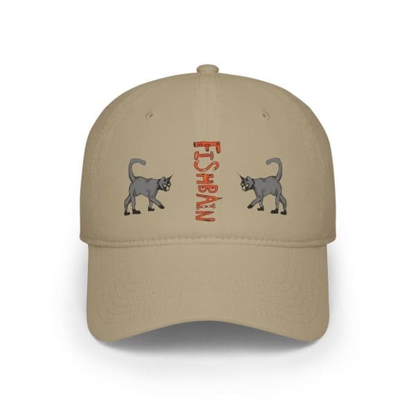 Low Profile Baseball Cap, Grey cat's design. - Image 3