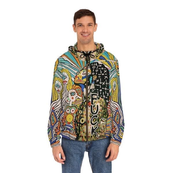 Men's Full-Zip Hoodie trippy street wear. - Image 3
