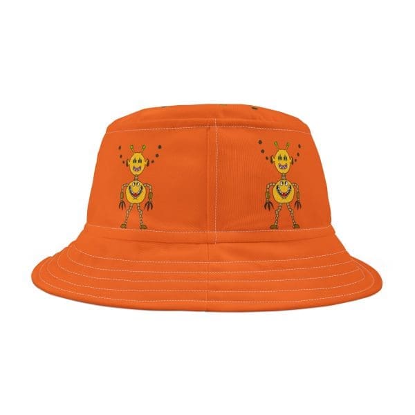 Bucket Hat , orange fun robot. - Image 2