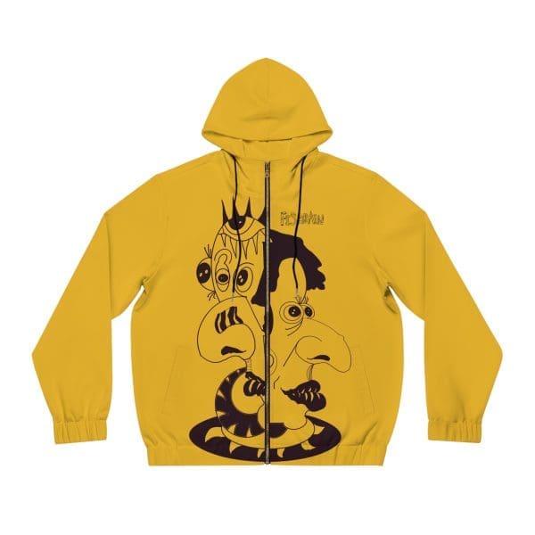Men's Full-Zip Hoodie, yellow black design wear, funky clothing.