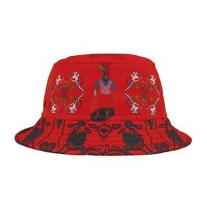 Bucket Hat, red psychedelic funky black design.