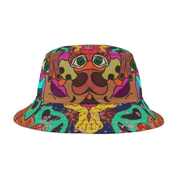 Party  Bucket Hat , urban psychedelic black colorful, holiday fun. - Image 3