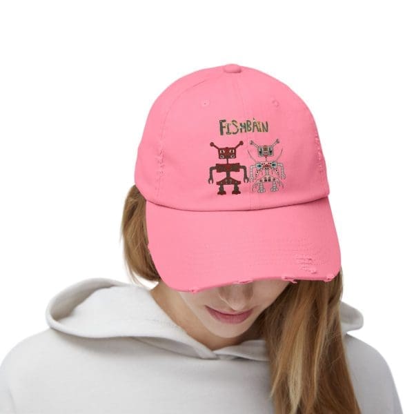 Unisex Distressed Cap, Retro robots in a variety of colors - Image 13
