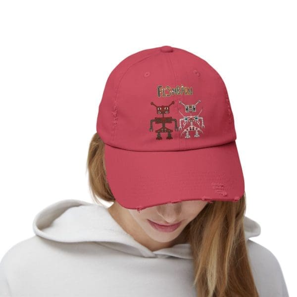 Unisex Distressed Cap, Retro robots in a variety of colors - Image 15