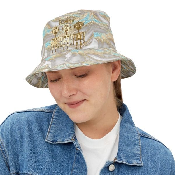 Bucket Hat , golden robots invaders, - Image 5