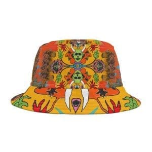 Bucket Hat Mexican skull, colorful clothing.