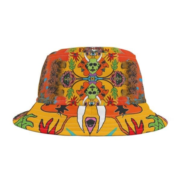 Bucket Hat Mexican skull, colorful clothing.