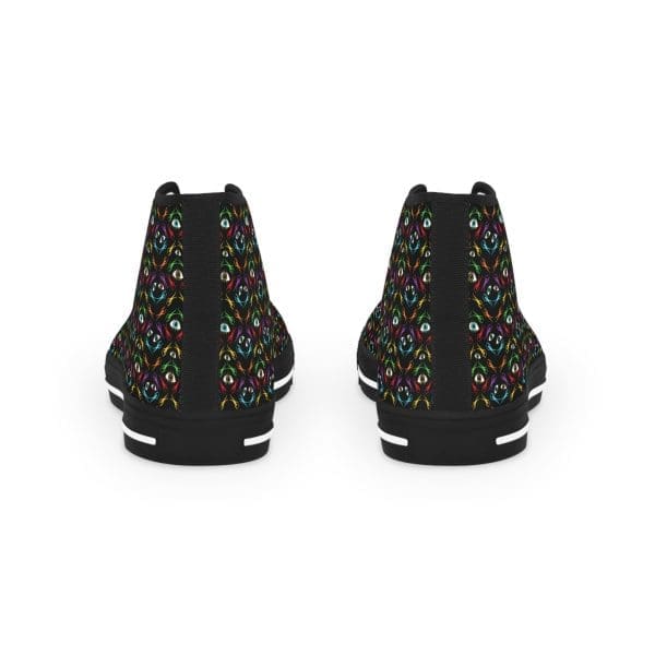 Men's High Top Sneakers, black perple green psychedelic walk. - Image 3