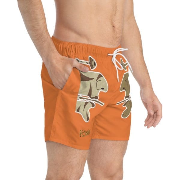 Swim Trunks , orange, funky face's. - Image 4
