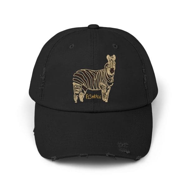 Unisex Distressed Cap,  zebra design.