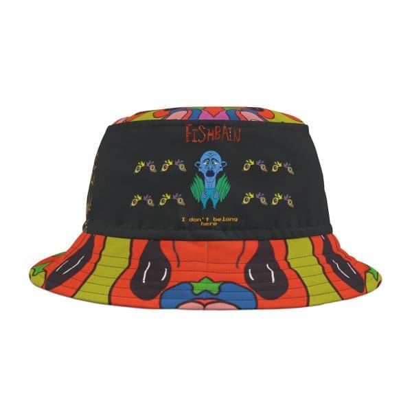 Bucket Hat,Trippy cool, acid black, urban clothing.