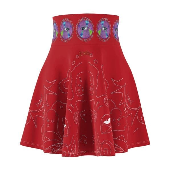 Women's Skater Skirt red psychedelic eye. - Image 2