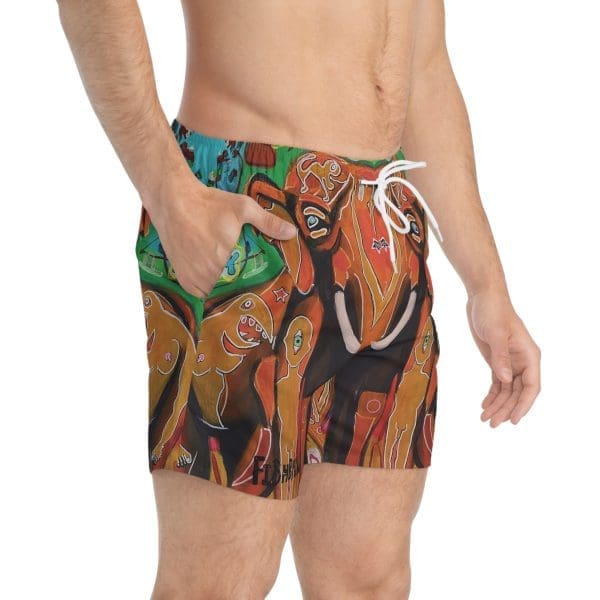 Swim Trunks  elephant orange fun swim. - Image 4