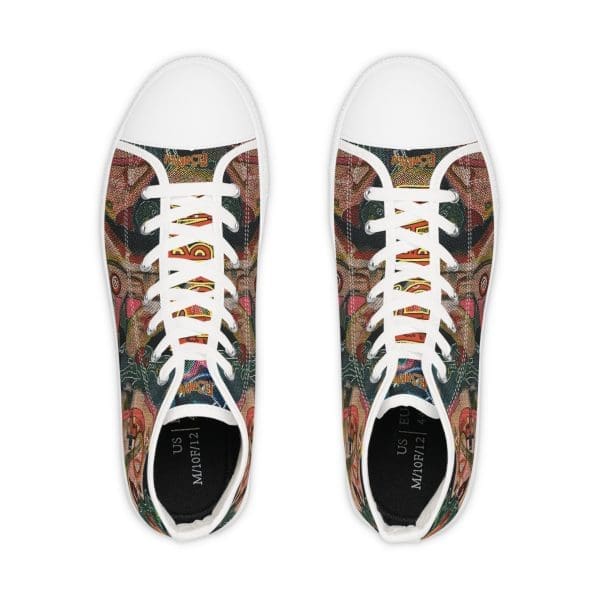 Men's High Top Sneakers, artsy vivid walk.white sole - Image 4