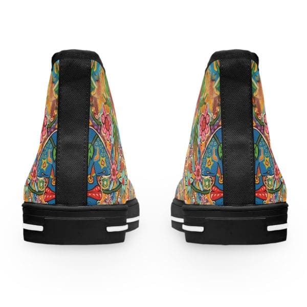 Women's High Top Sneakers, flower power vibrant walk. - Image 3