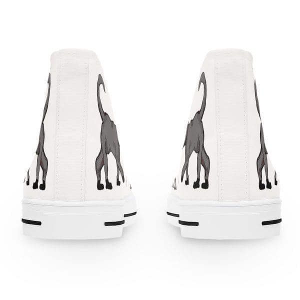 Women's High Top Sneakers, white, black cat's walking design. - Image 4