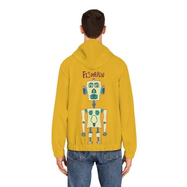 Men's Full-Zip Hoodie, your yellow robot clothing. - Image 4