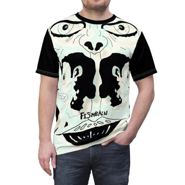 Unisex Cut & Sew Tee, funky white and black, off the wall T-shirt.