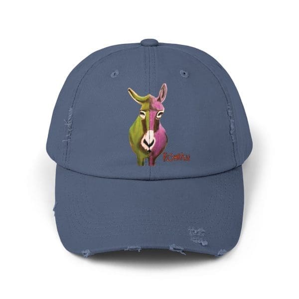 Unisex Distressed Cap, donkey funky green perple. - Image 6