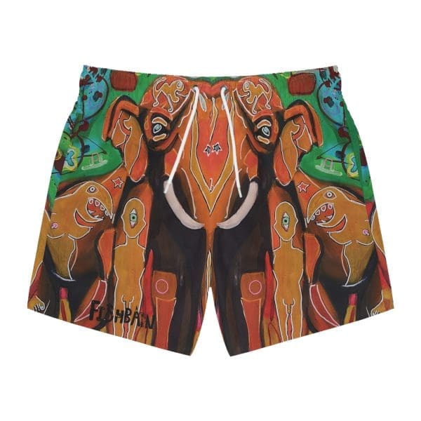 Swim Trunks  elephant orange fun swim.