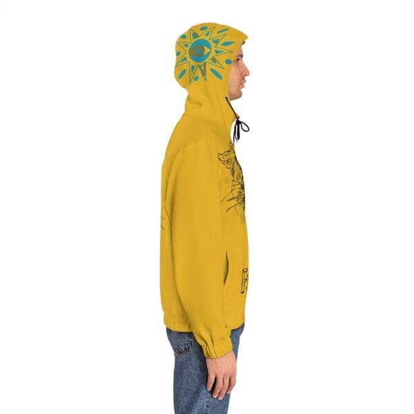 Men's Full-Zip Hoodie yellow tiger head, graffiti wear.. - Image 5