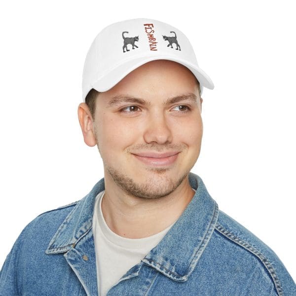 Low Profile Baseball Cap, Grey cat's design. - Image 9
