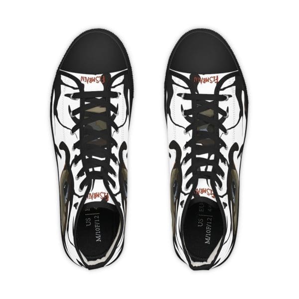 Men's High Top Sneakers, black and White Tiger eye design. - Image 3
