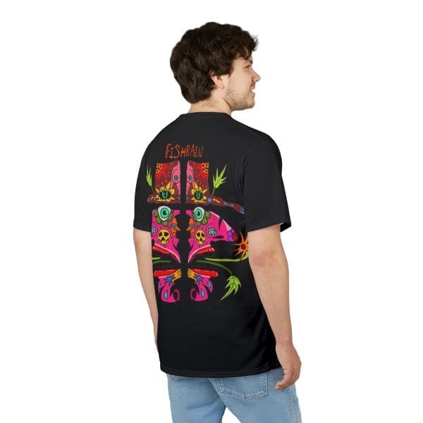 Unisex Cut & Sew Tee, black psychedelic face's design T-shirt. - Image 5