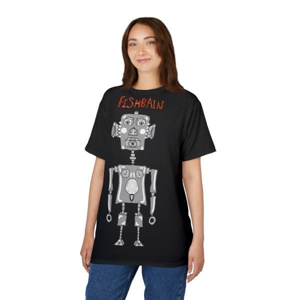 Unisex Cut & Sew Tee, black and grey funky robot clothing T-shirt. - Image 4