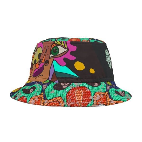 Party  Bucket Hat , urban psychedelic black colorful, holiday fun. - Image 2