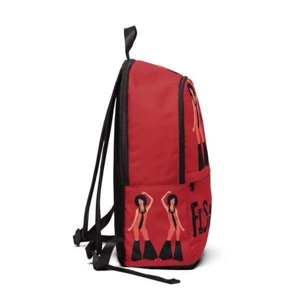 Unisex Fabric Backpack,red, funky lady's design. - Image 2