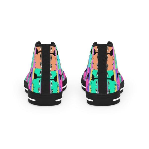 Men's High Top Sneakers, pop up vibrant face's design walk. - Image 3