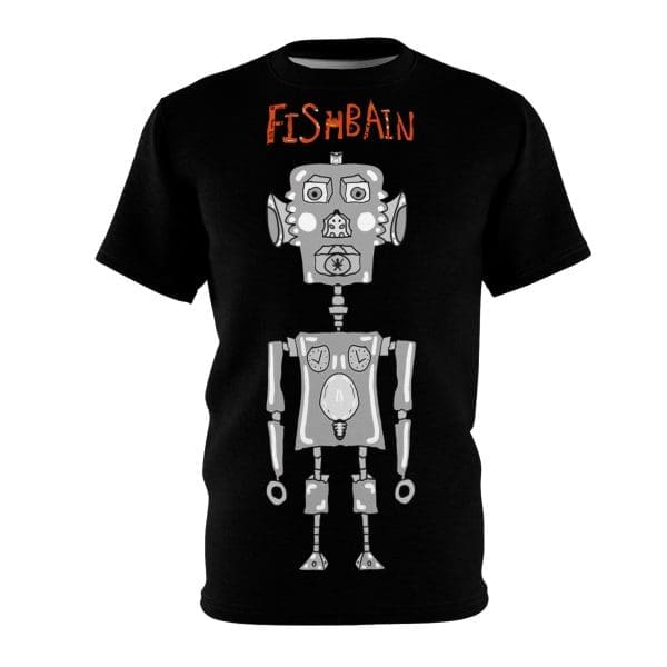 Unisex Cut & Sew Tee, black and grey funky robot clothing T-shirt. - Image 2