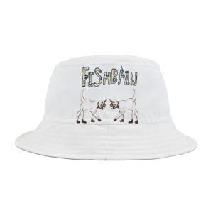 Bucket Hat , white cat's black design.