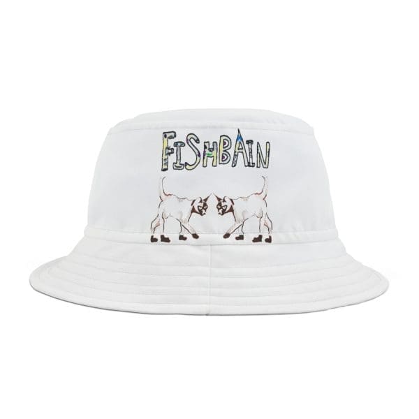 Bucket Hat , white cat's black design.