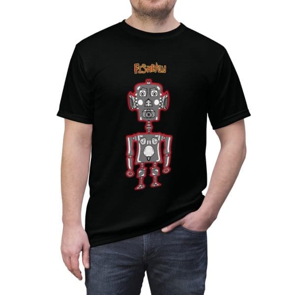 Unisex Cut & Sew Tee ,funky black robot T-shirt.
