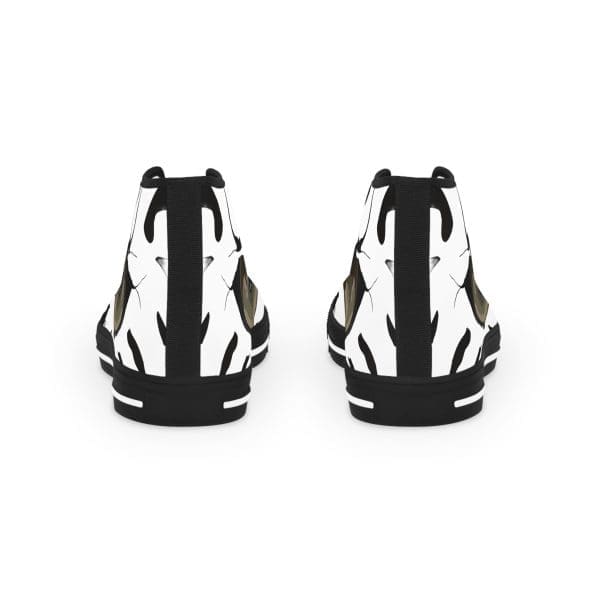 Men's High Top Sneakers, black and White Tiger eye design. - Image 4