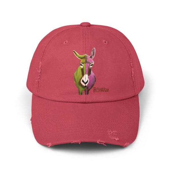 Unisex Distressed Cap, donkey funky green perple. - Image 10